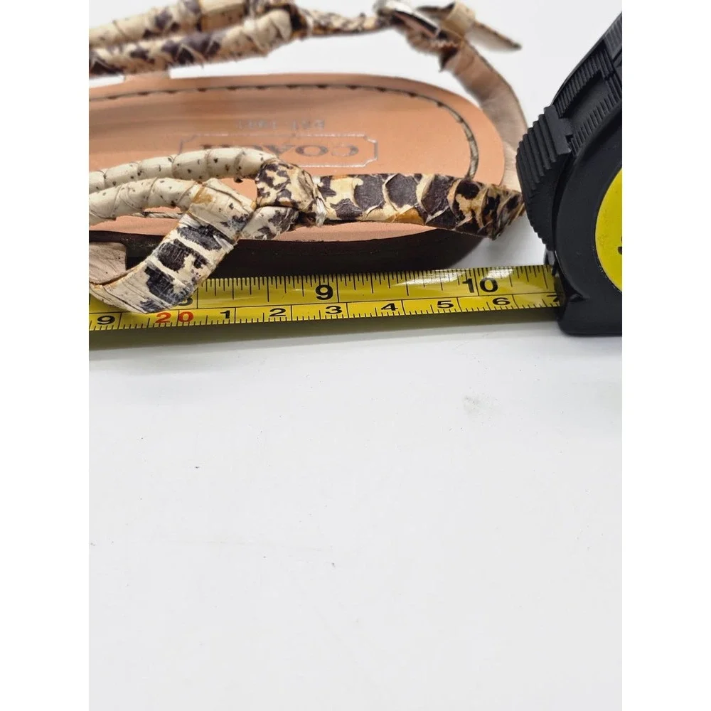 Coach Thong Sandals Women's 10 Snakeskin Print Flat T-Strap Logo